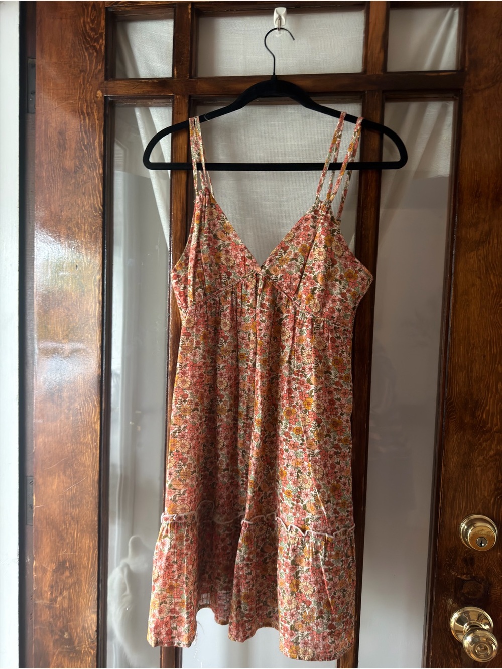 Floral Spaghetti-Strap Summer Dress - Rust Multi